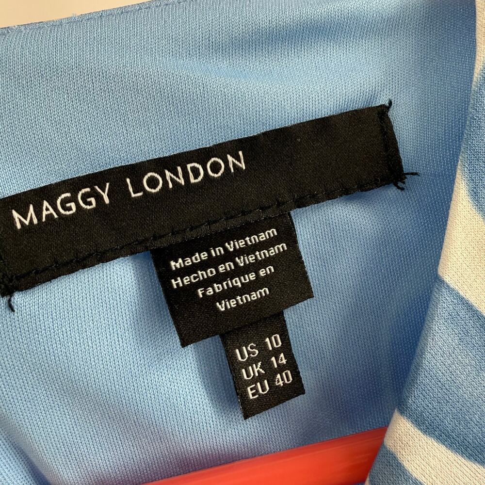 Maggy London Dress Women's SZ 10 NWT Maxi Blue Empire Waist Sleeveless Keyhole - Picture 4 of 16